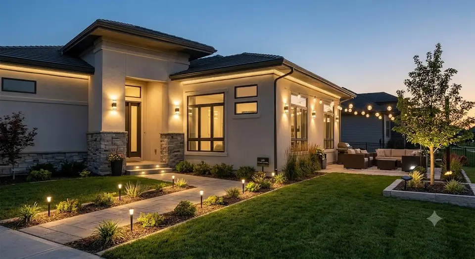 Iluminación LED exterior en una vivienda de Punilla